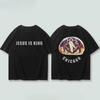 2024 New Fashion KANYE with Short Sleeve T-shirt Boys Kanye Music Festival Three Gods Religious Oil Loose Hip Hop Half Sleeve