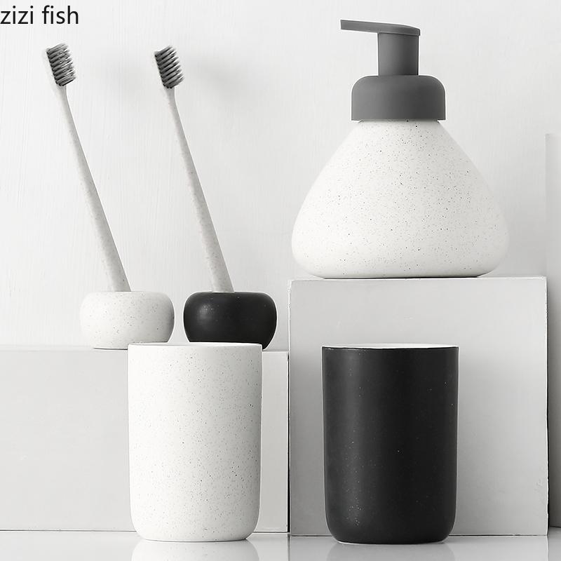 Nordic Ceramics Bathroom Supplies Набор из четырех предметов Аксессуары для ванной комнаты Набор из пяти предметов Бутылка для лосьона Чашка для ополаскивателя для полости рта Мыльница