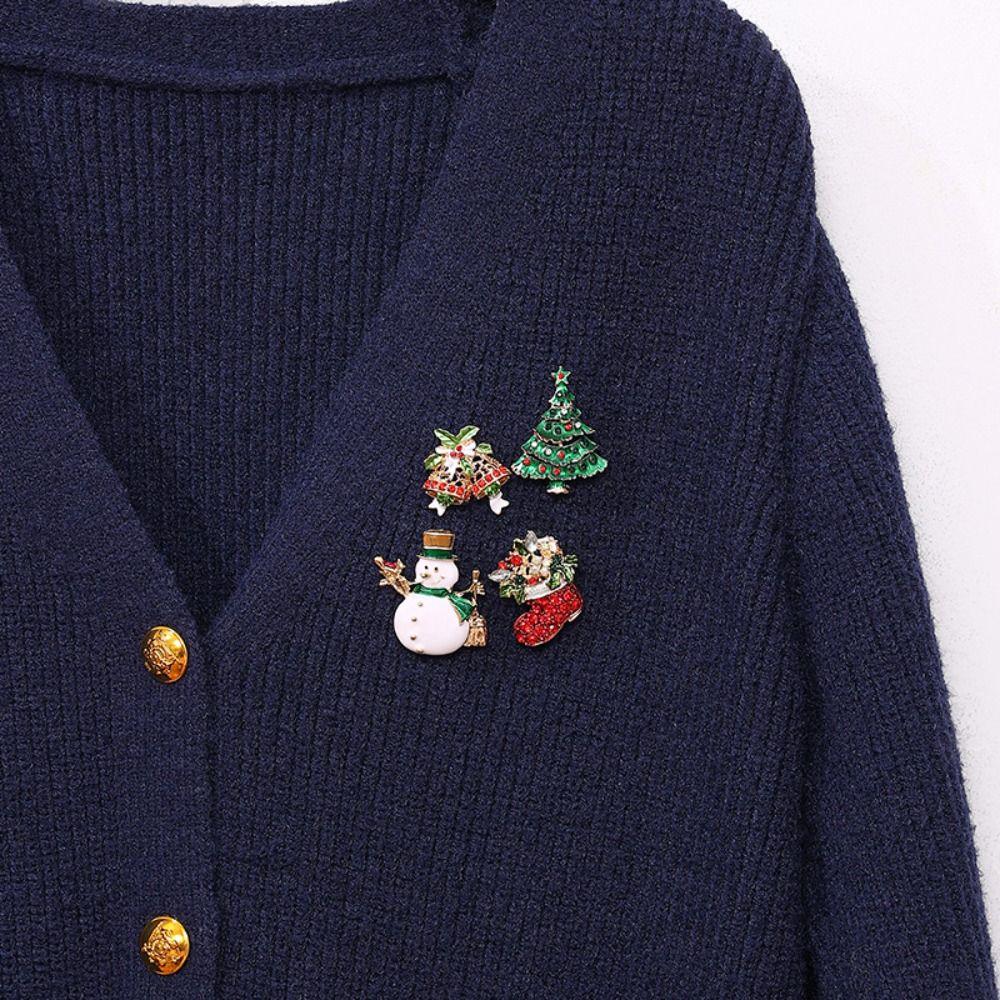 Clothes Accessories Enamel Rhinestone Brooches Korean Style Snowman Brooch Christmas Brooch Daily