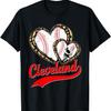 Винтажная футболка Cleveland Baseball с леопардовым сердцем для фанатов бейсбола