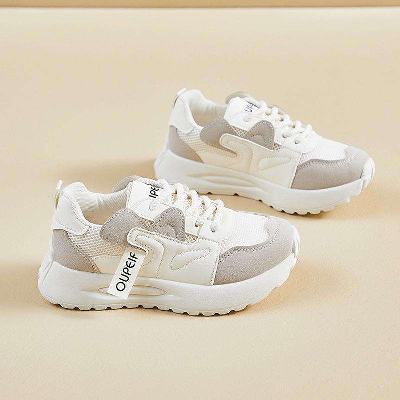 Mesh breathable dad shoes women's 2025 spring new single mesh little white shoes breathable thick-soled shoes