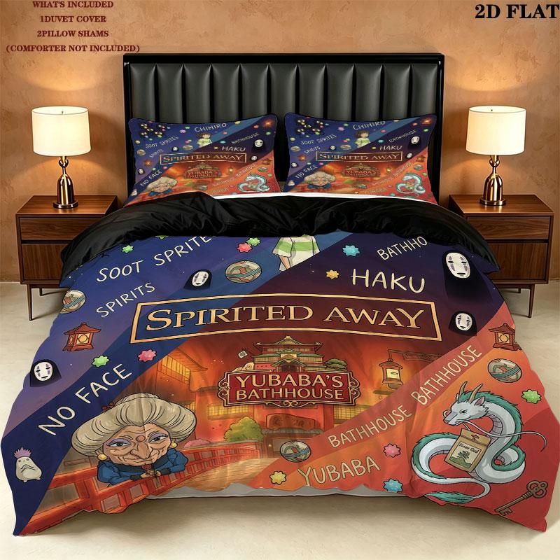 Away Pattern Bedding Quilt Set Quilt Cover Pillowcase Home Birthday Gift(1 * duvet cover + 2 * pillowcase, without core)