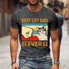 Best Cat Dad Ever Printing Men T Shirts Summer Cat Lover Father Day T-Shirts Paw Fist Bump Fit Graphic Loose Clothes Street Tees