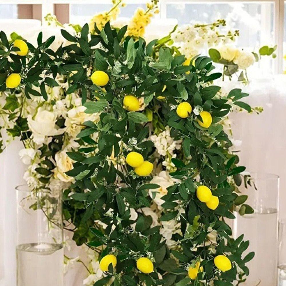 Real Touch Artificial Lemon Garland Green Plant Faux Fruit Vine  Door Wall Table Decor