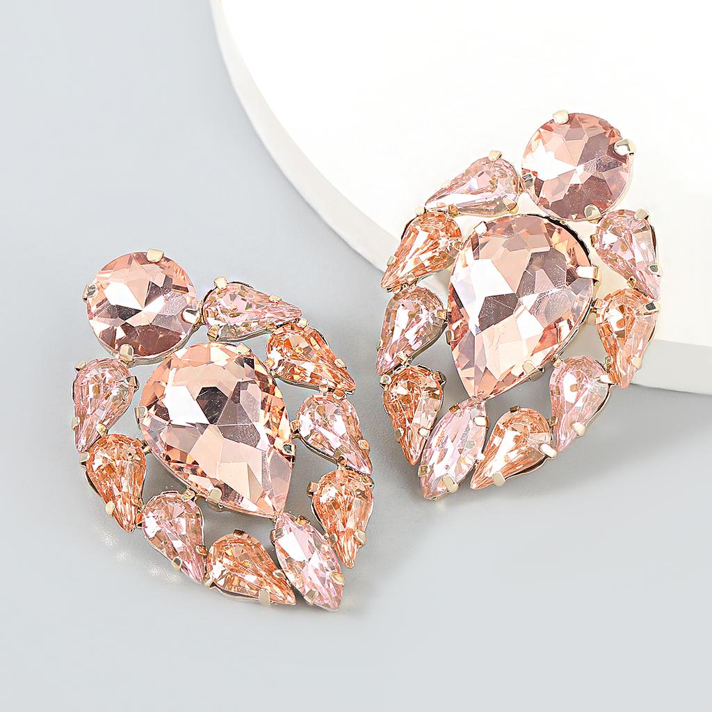 New Big Rhinestone Love Heart-shaped Pendant Women's Earrings Dinner Party Wedding Fashion Jewelry Accessories