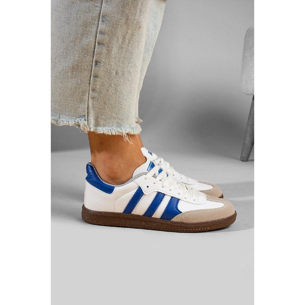 Бело-черные спортивные туфли унисекс в полоску на плоской подошве со шнуровкой