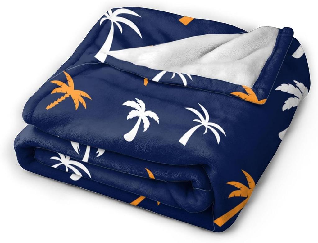 Coconut Palm Tree Throw Blankets All Season Ultra Soft Warm Summer Tropical Theme Fleece Blanket for Home Bed Sofa Couch Chair O