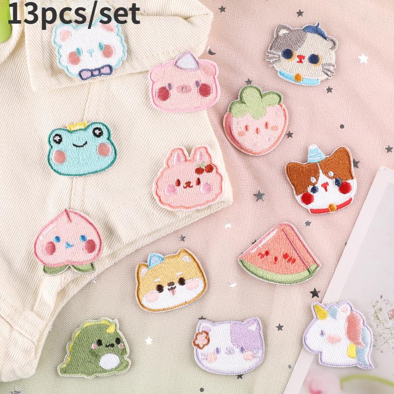 DIY вышивка наклейки мультфильм еда украшения наклейки милые животные одежда игрушечная сумка наклейки