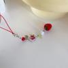 Beaded Mobile Phone Strap Strawberry Mobile Phone Key Chain Sweet Phone Lanyard