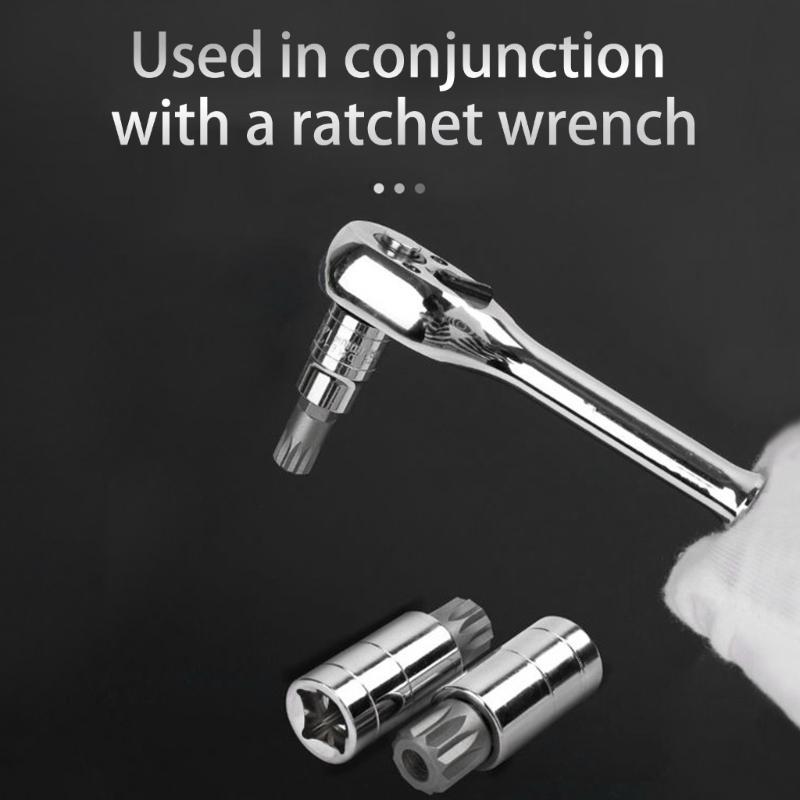 Triple Square Spline Bit Socket Set,10Pieces Set 1/2inch 1/4inch 3/8inch Drive with Carrying Case