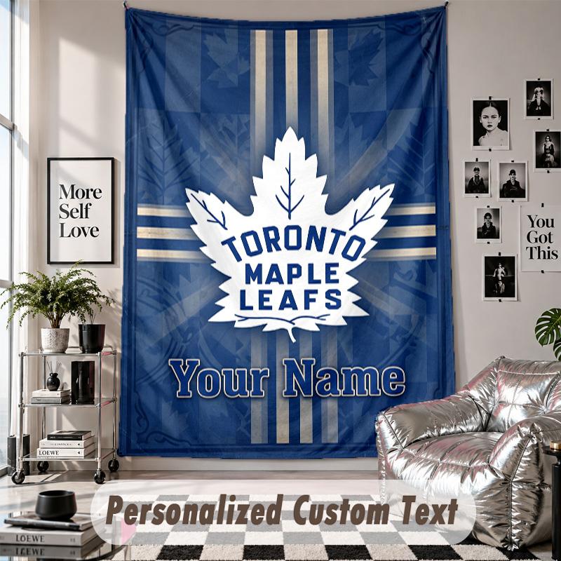 Wall Hanging Tapestry With Custom Name & Text, Toronto Maple Leafs Decorative Tapestry For Bedroom