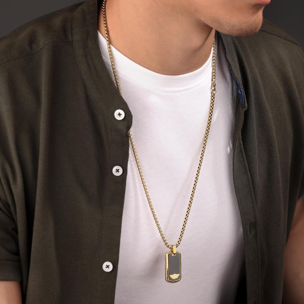 Police Men's STAMP Stainless Steel Necklace GN0038602, Includes Exclusive Box and Paper Bag [Official Import]