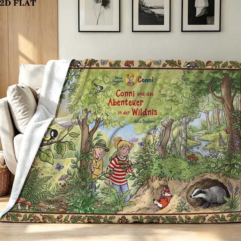 Conni Print Flannel Blanket High Quality Warm Comfortable Cover for All Seasons Perfect for Gifts Home Decor