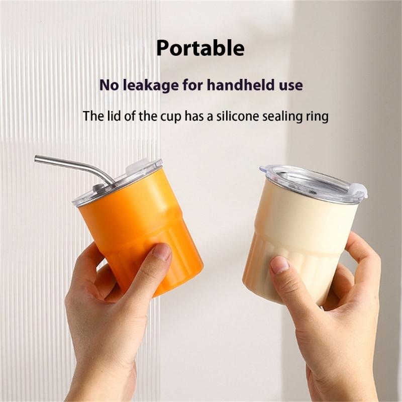 2 шт. Кружки из нержавеющей стали 304, штабелируемые металлические стаканы для холодной воды, двухстенные питьевые кружки с соломинкой и крышкой