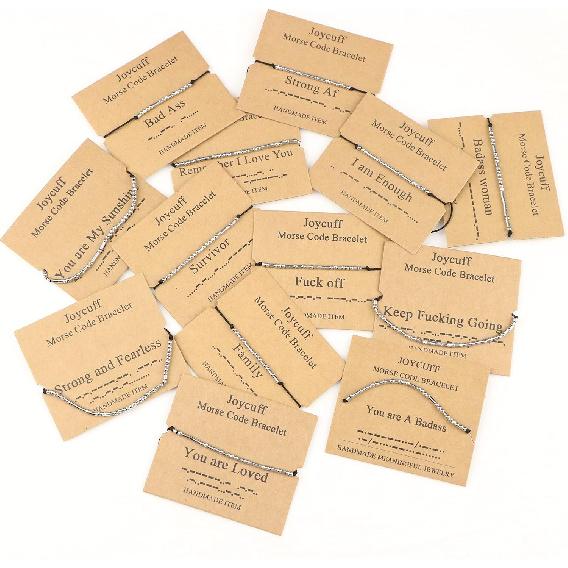 Вдохновляющие браслеты азбукой Морзе Мотивационное ободрение Памятные Уникальные подарки Шнурок Нержавеющая сталь Дружба Регулируемые Серебряные браслеты для