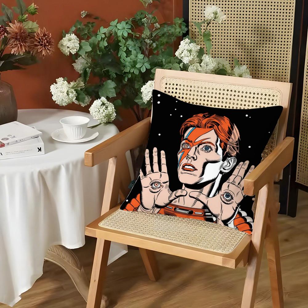 Singer DDavid BBowie Cushion Cover Silky Short Plush Invisible Zipper Dustproof Sofa Pillow Case for Home Decor