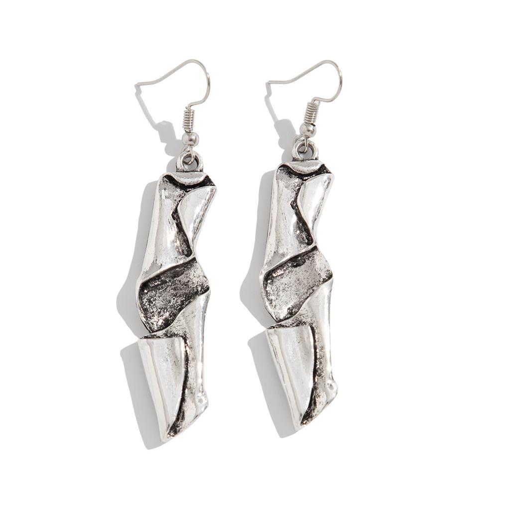 DIEZI Punk Vintage Irregular Choker Necklace Earrings Ring Set For Women Fashion Gold Silver Color Clavicle Jewelry Set