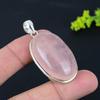 Rose Quartz Gemstone Handmade 925 Sterling Silver Jewelry Pendant 2.01" O3N34
