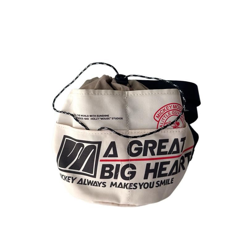 Холщовая сумка через плечо на кулиске с детским узором, с нашивными деталями, для ежедневного использования