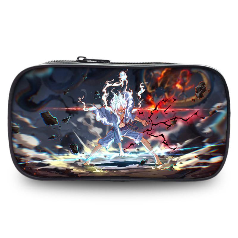 Stylish One Piece Student Pencil Case With Luffy And Zoro Skill Print Oxford Material