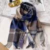 Blue Plaid Cashmere Men's Scarf To Keep Warm In Winter British Plaid Men's and Women's Long Versatile Scarf for Gifts