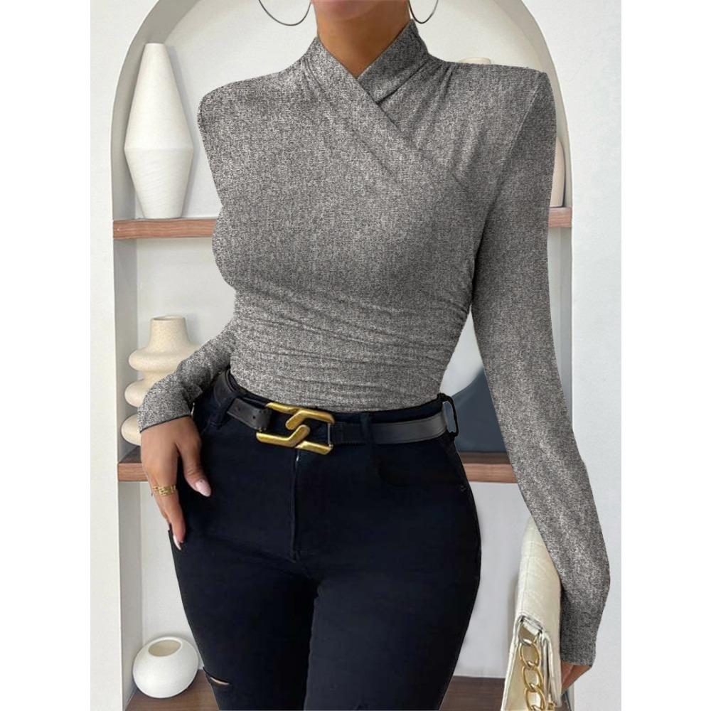 HNXC Women's Fashion Casual Autumn Winter Solid Color Print Long Sleeve Blouses & Shirts