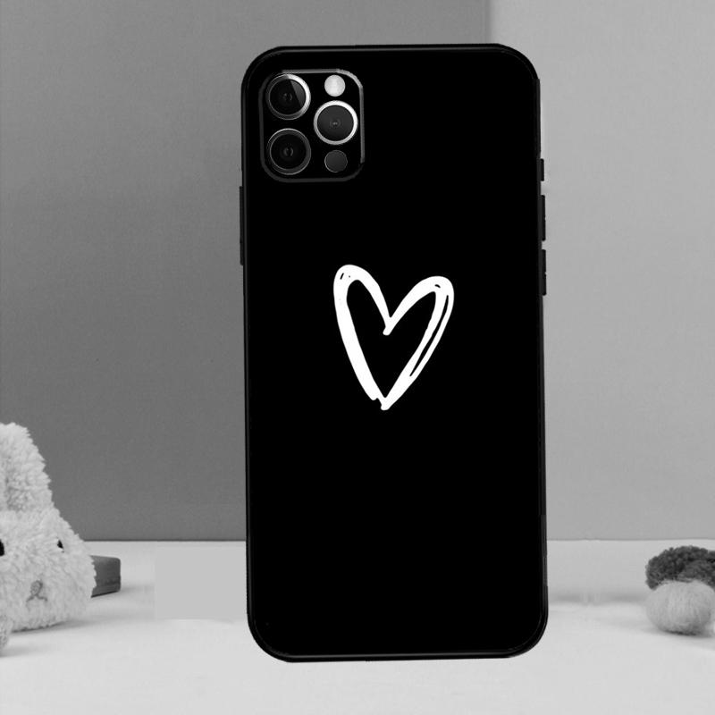 Милый Красивый Маленький Белый Чехол-Сердечко Для iPhone 14 13 12 11 15 16 Pro Max X XR XS Max 14 Plus Мягкая Задняя Крышка