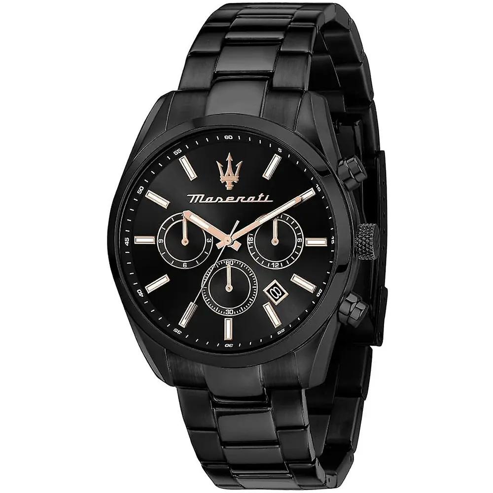 Maserati Мужские кварцевые часы-хронограф с датой Attraction Black Stainless Steel R8853151009