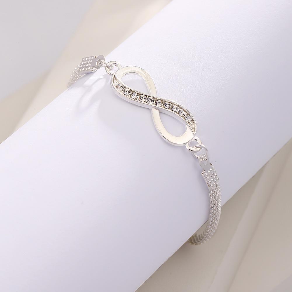 Infinity Symbol Women's Alloy Bracelet with Diamond Design