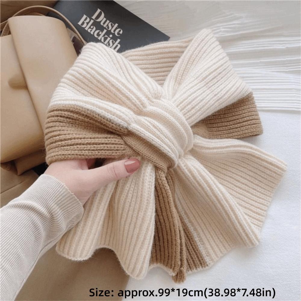 Knitting Shawl Wrap Mixed Color Neck Warmer Elegant Cross Scarf
