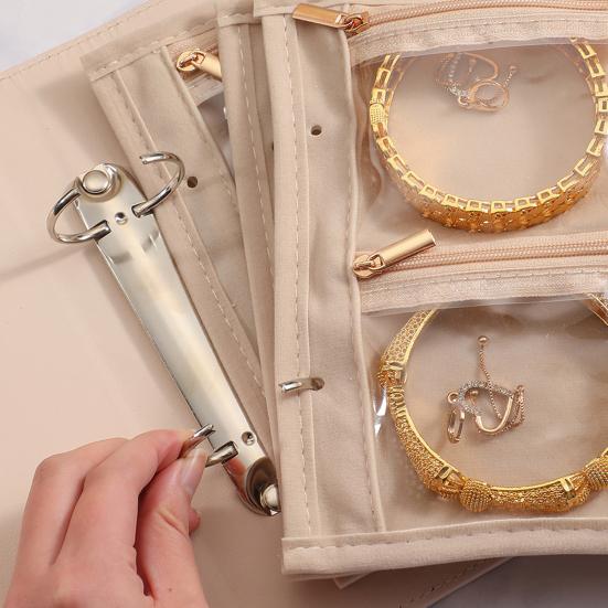Дорожная шкатулка для украшений из искусственной кожи, многосекционный органайзер для хранения, водонепроницаемый стеганый чехол для хранения украшений