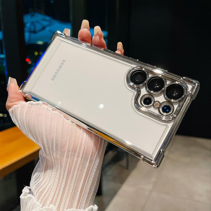 Противоударный прозрачный пластиковый чехол для смартфонов Samsung с защитой объектива камеры