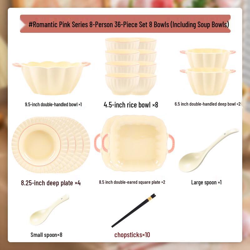 Hanyou Girly Pink Ceramic Dinnerware Set