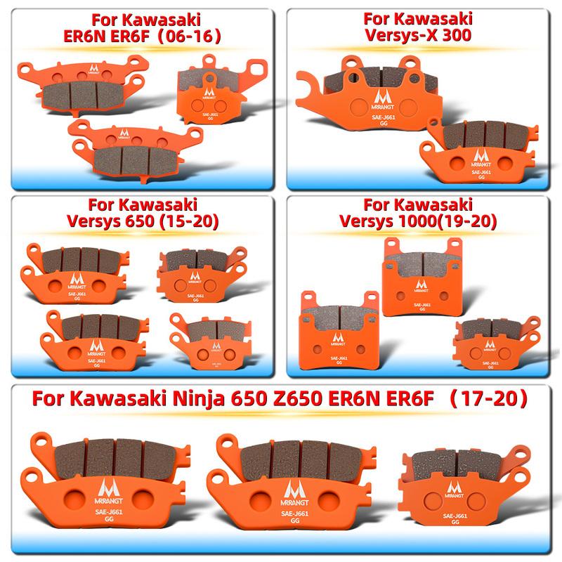 MRRANGT Ceramic Brake Pads For Kawasaki Ninja 650 Z650 ER6N ER6F Versys-X300 Versys 650 Versys 1000 low noise Front and Rear Set
