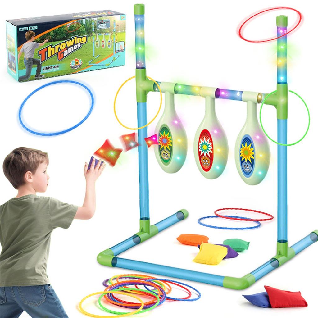 Игровой стенд для игры в бобы (beanbag toss) для помещений и улицы со светом, 2-в-1, соревновательная игра на меткость и кольцеброс для двух игроков