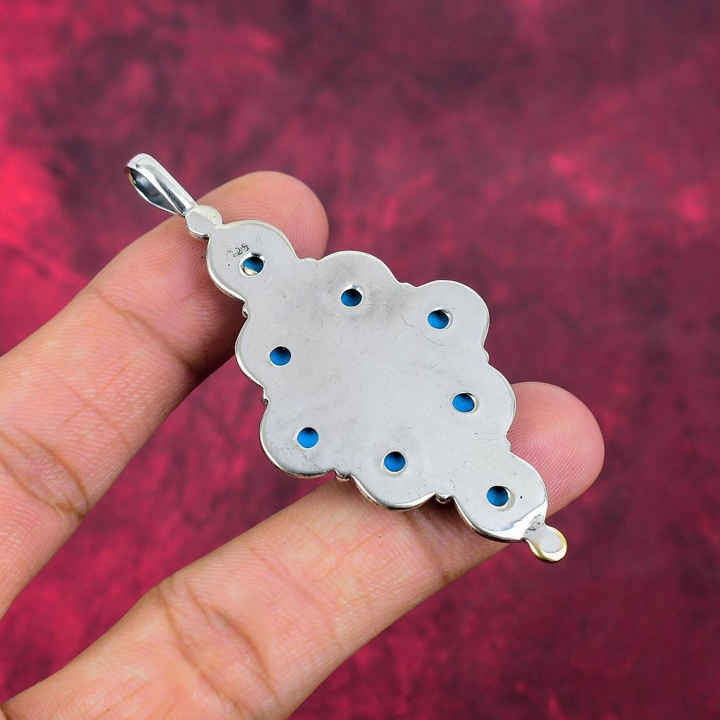 Подвеска из драгоценного камня ручной работы с синей бирюзой, антикварная ювелирная подвеска из стерлингового серебра 925 пробы, для подарка на помолвку