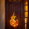Yousheng Thanksgiving Maple Leaf Gnome Wreath with String Light Indoor Outdoor Front Door Wall Hanging Artificial Garland Autumn Harvest Festival