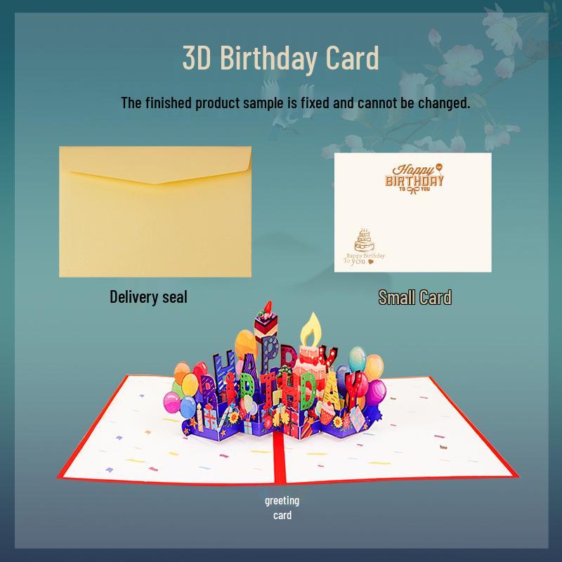 3D pop-up открытка-торт на день рождения с настраиваемым сообщением и логотипом для сотрудников и клиентов