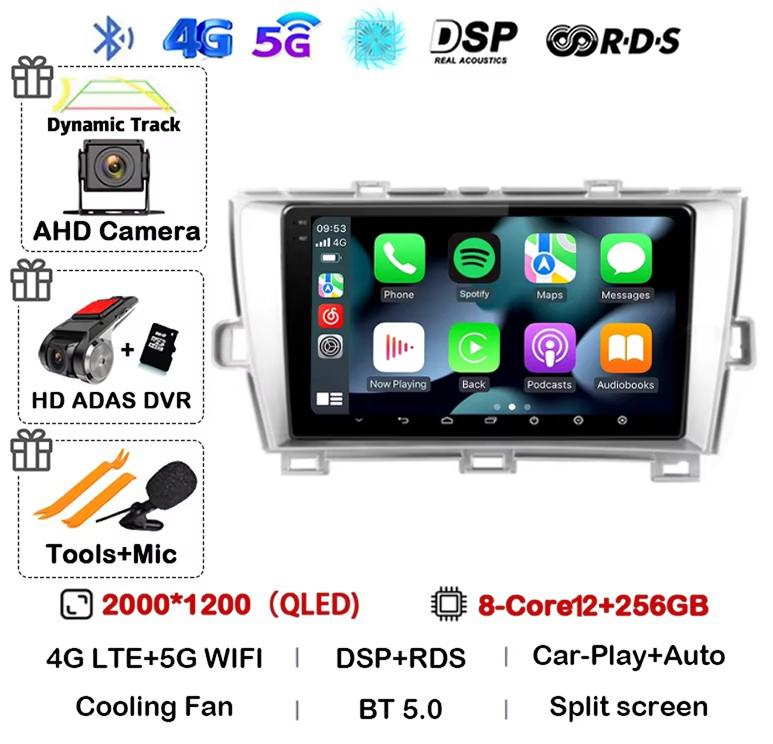 Android 14 Carplay Auto для Toyota Prius 3 XW30 2009 2010 2011 2012 2013-2015 LHD RHD Автомобильный радиоприемник Мультимедийный проигрыватель GPS Стерео DSP