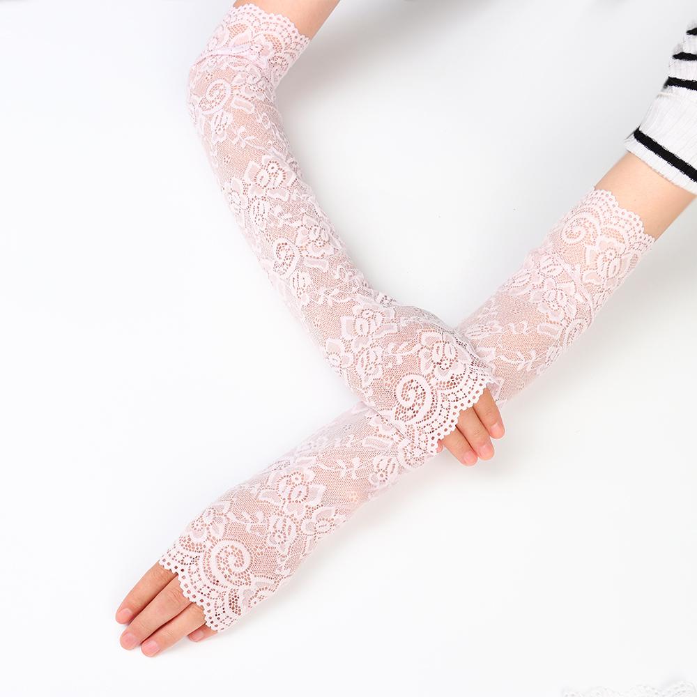 Женские кружевные летние солнцезащитные перчатки без пальцев для вождения, накидки на руки, ледяные манжеты на руки, нарукавники, варежки