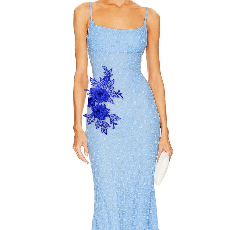 2Pcs Sewing Motif Fabric Craft Hollowed Out Dress Decoration Flower Embroidered Trim Wedding Bridal Lace Applique DIY Patches