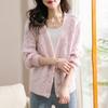Весна и Осень Новинка V-образный вырез Нежный ветер Вязаный кардиган Коса Мода Милый Свободный свитер Женская куртка Женская
