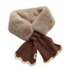 Scarves Winter Thickened Knitting Splicing Cross Colorblocking Faux Rabbit Warm Scarves