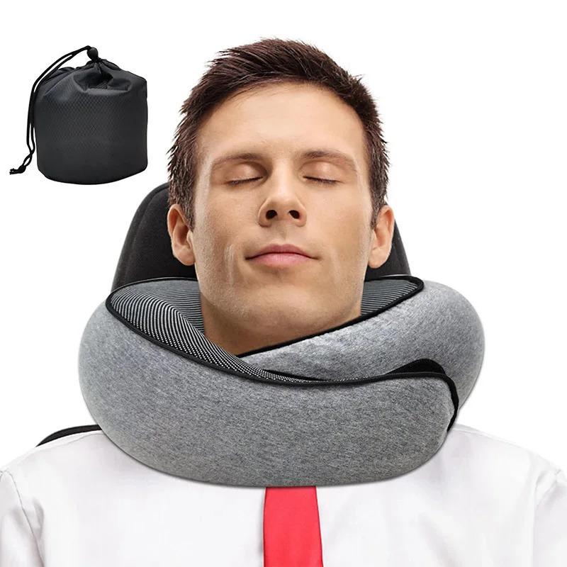 1Pc Travel Neck Pillow Memory Foam U-shaped Pillow Snail Style Travel Neck Support Portable Adjustable Soft Break Sleep Pillows