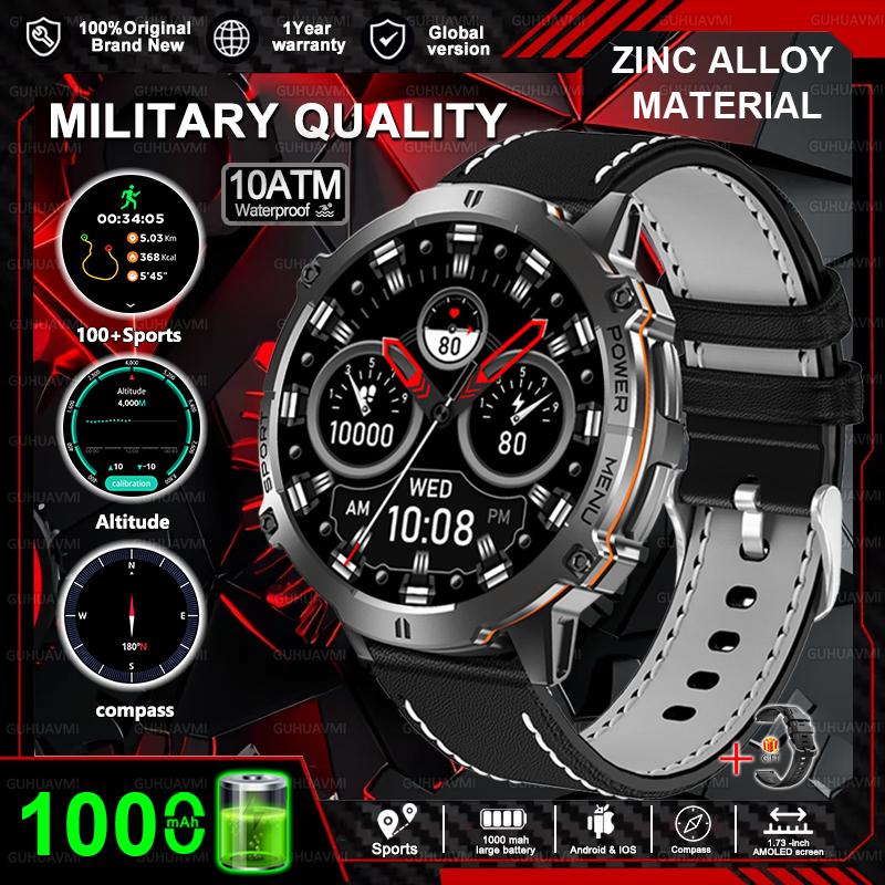 Новые Военные Умные Часы 1000 мАч HD AMOLED Экран GPS-трек 10ATM Водонепроницаемые Компас BT-звонок Спортивные Умные Часы Мужские