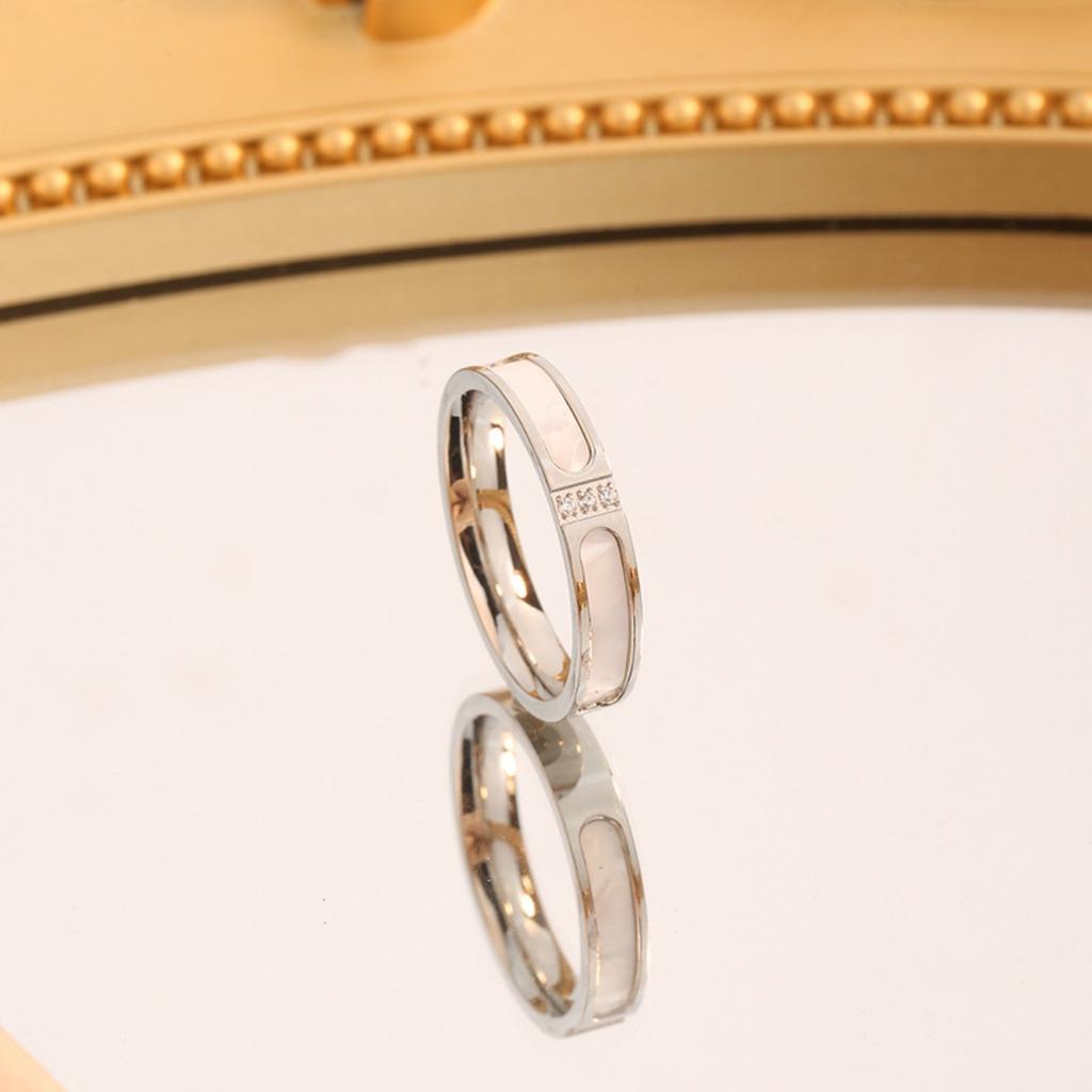 Кольца из белого перламутра с цирконами из нержавеющей стали, милые украшения для женщин, удобные для повседневного ношения, лучшая идея подарка для подруги