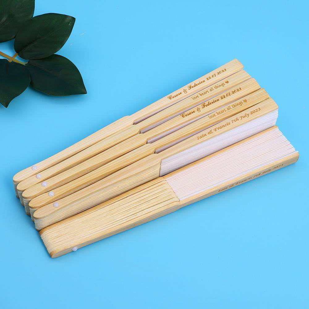 20/70 шт. персонализированный гравированный белый складной элегантный шелковый веер с подарочным пакетом свадебные сувениры