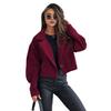 Women Fall Winter Coat Short Type Turn-down Collar Solid Color Loose Button Closure Cardigan OL Commuting Jacket Lady Daily Outwear