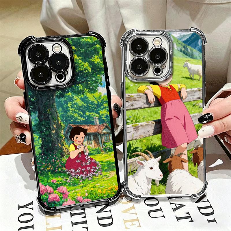 Милый мультяшный чехол Heidi с покрытием для iPhone 16 17 Pro Max Air 16E 14 15 Plus 12 13 Mini, противоударный чехол с подушкой безопасности