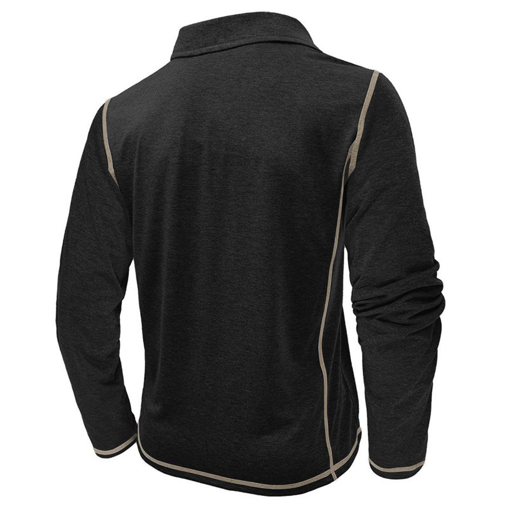 Men'S Button Up Long Sleeved Fashionable Casual Sports Top